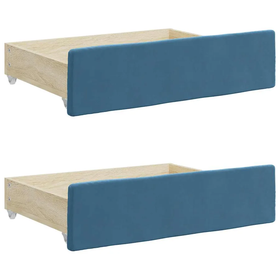 Tiroirs de lit 2 pcs bleu bois d'ingénierie et tissu - 2
