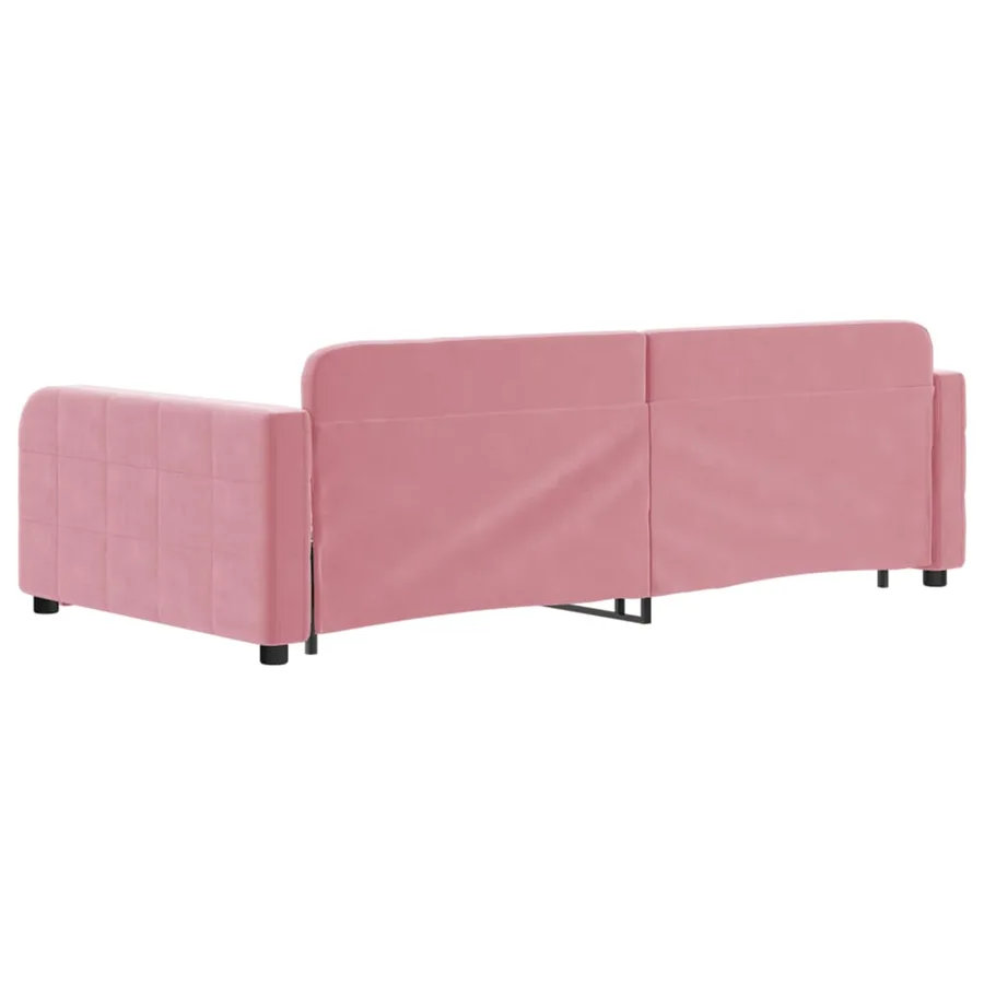 Lit de jour avec gigogne et tiroirs rose 100x200 cm velours - 5