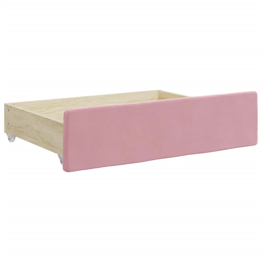 Lit de jour avec gigogne et tiroirs rose 80x200 cm velours - 6