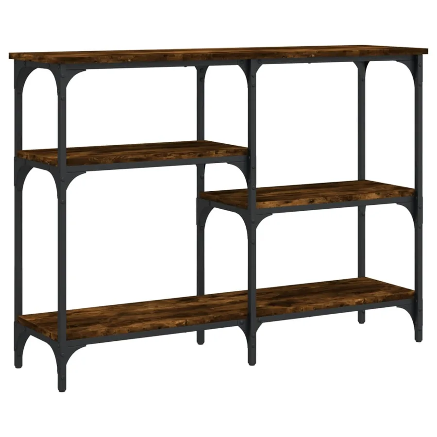 Table console chêne fumé 102x29x75 cm bois d'ingénierie - 2