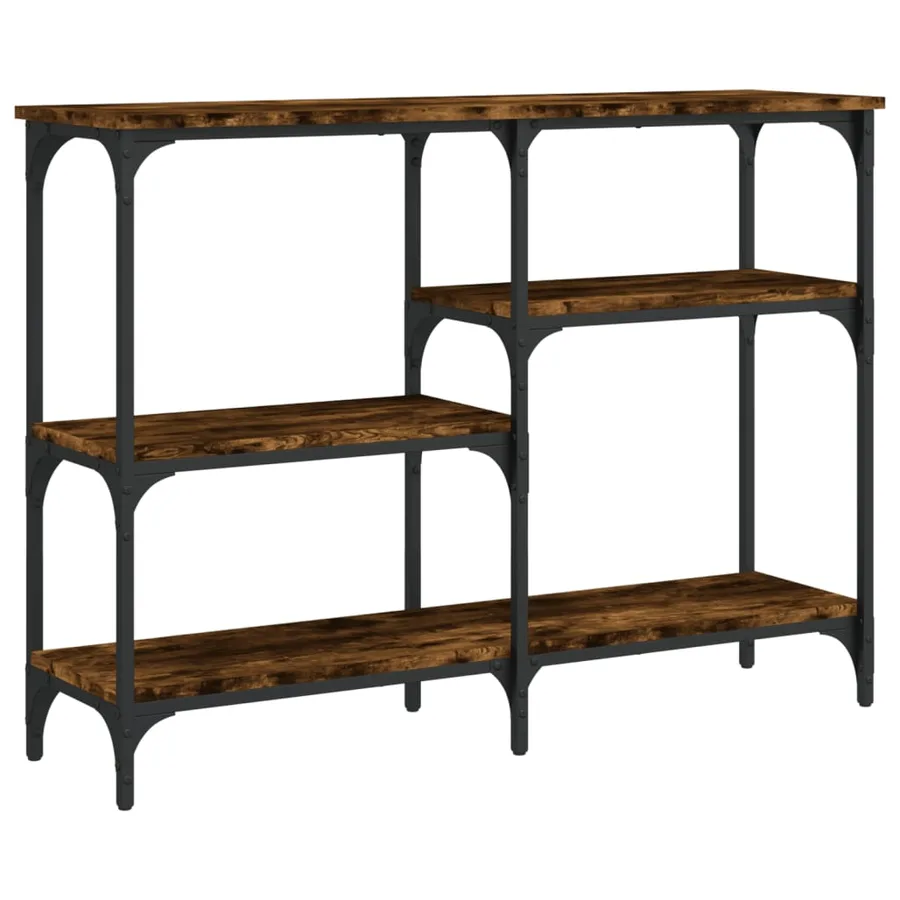 Table console chêne fumé 102x29x75 cm bois d'ingénierie - 4