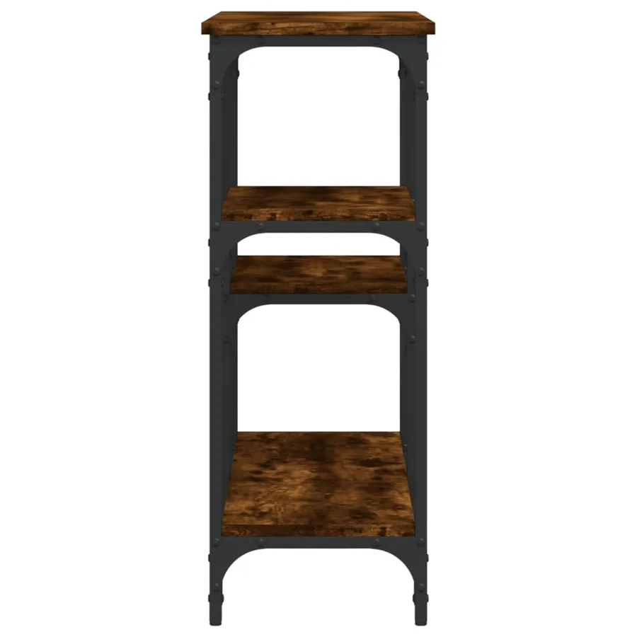 Table console chêne fumé 102x29x75 cm bois d'ingénierie - 5