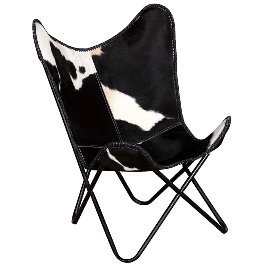 Chaise papillon noir et blanc cuir de vache - 2
