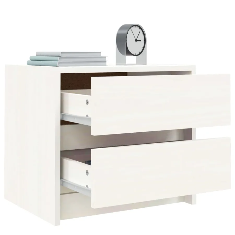 Table de chevet blanc 40x31x35,5 cm bois de pin massif - 4