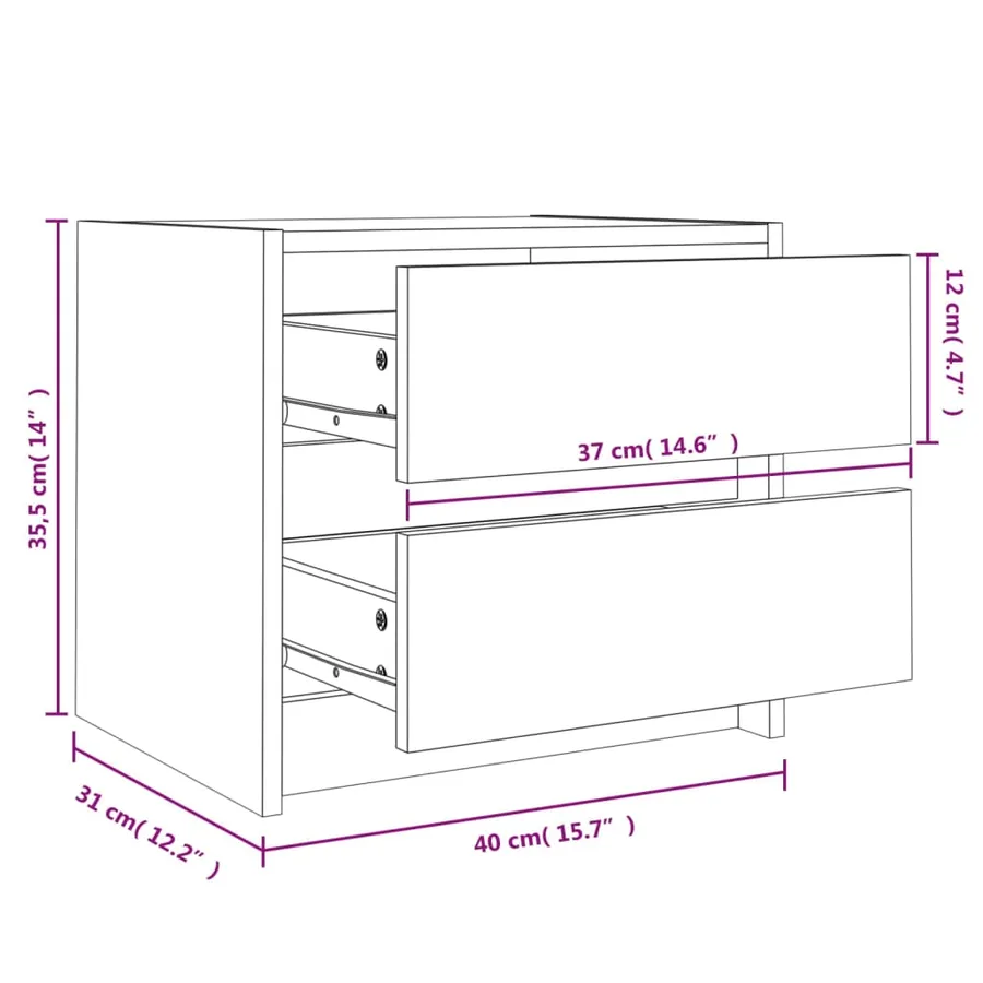 Table de chevet 40x31x35,5 cm bois de pin massif - 10