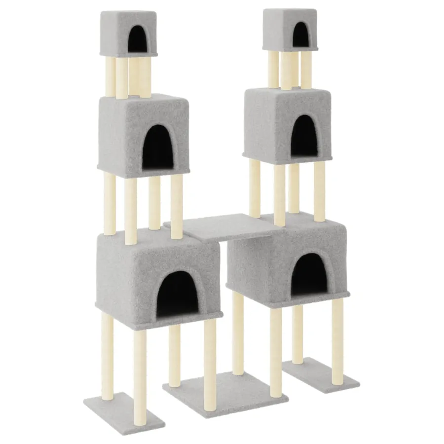 Arbre à chat avec griffoirs en sisal Gris clair 199 cm - 2