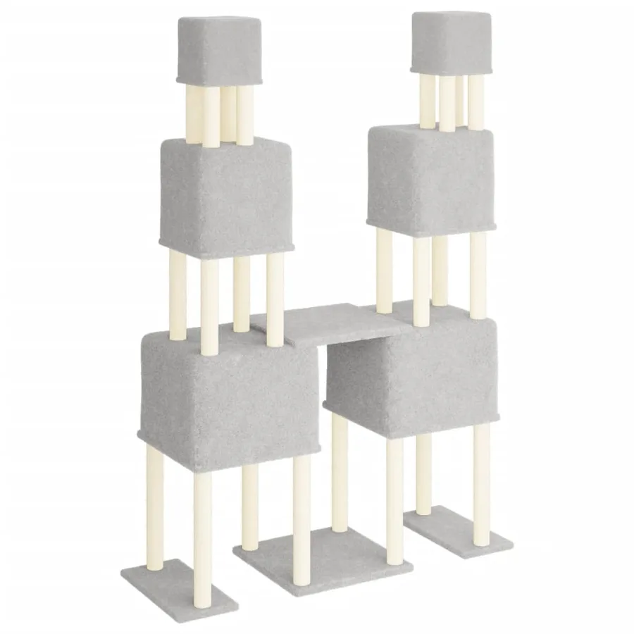 Arbre à chat avec griffoirs en sisal Gris clair 199 cm - 5