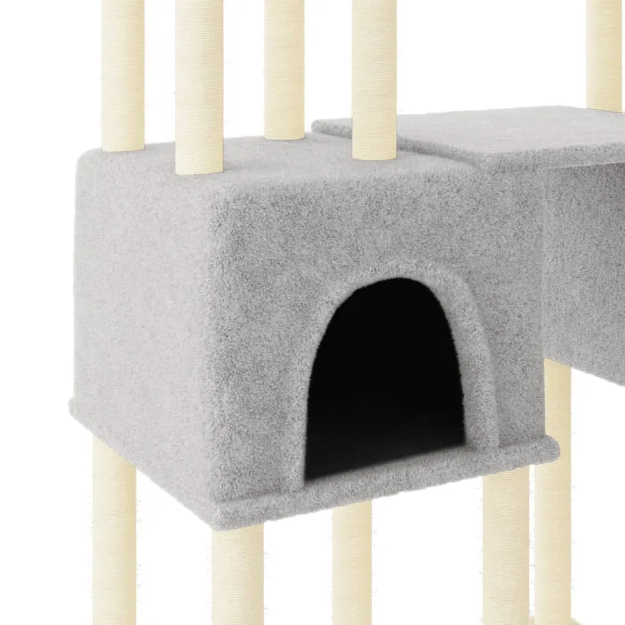 Arbre à chat avec griffoirs en sisal Gris clair 199 cm - 6