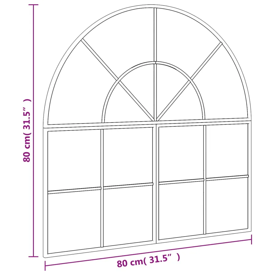Miroir mural noir 80x80 cm arche fer - 7