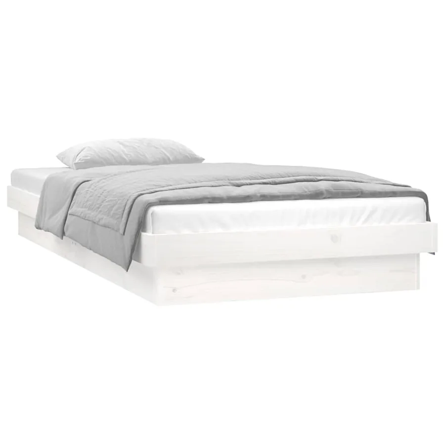 Cadre de lit à LED sans matelas blanc bois massif - 3