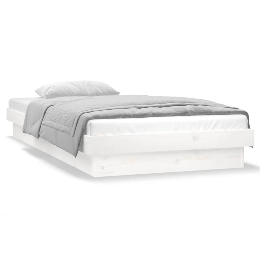 Cadre de lit à LED sans matelas blanc bois massif - 4