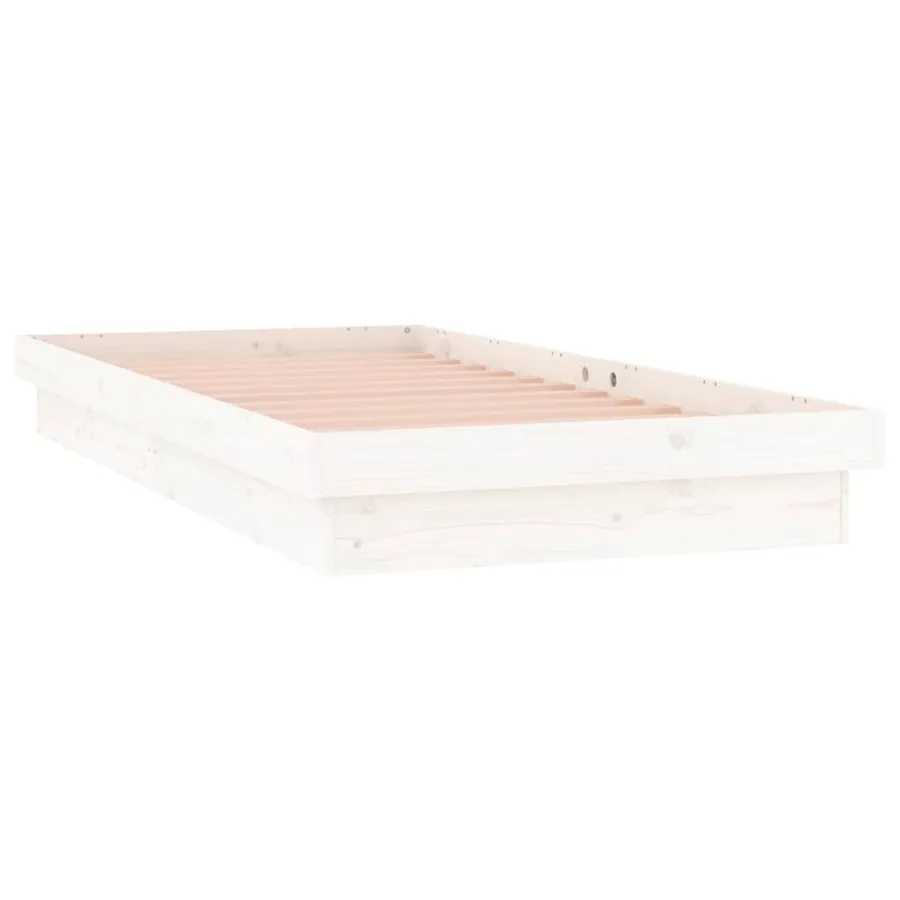 Cadre de lit à LED sans matelas blanc bois massif - 6