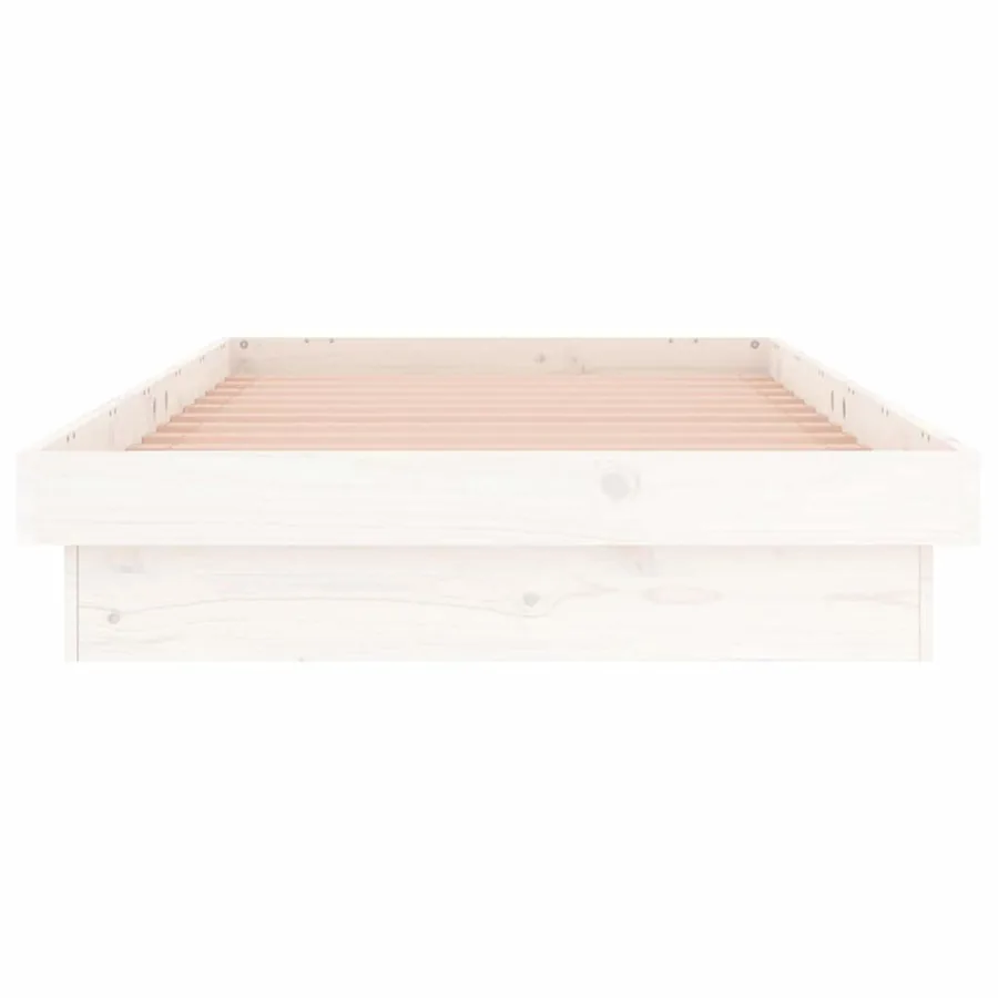 Cadre de lit à LED sans matelas blanc bois massif - 7