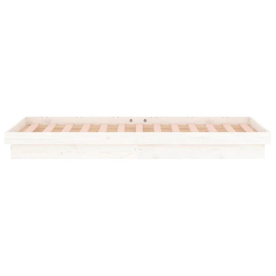 Cadre de lit à LED sans matelas blanc bois massif - 8