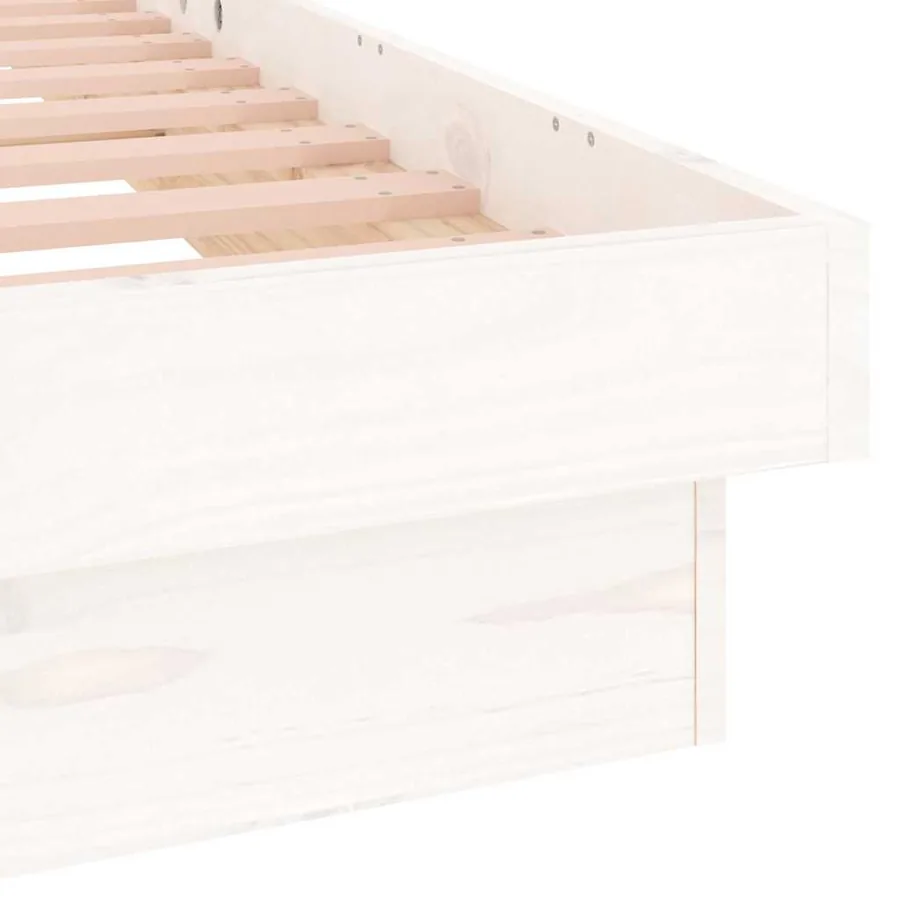 Cadre de lit à LED sans matelas blanc bois massif - 9