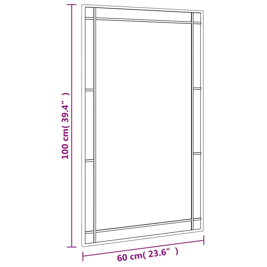 Miroir mural noir 60x100 cm rectangulaire fer - 8