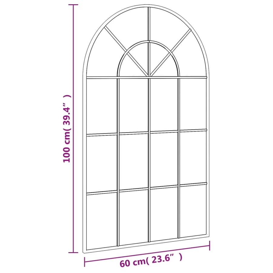 Miroir mural noir 60x100 cm arche fer - 7