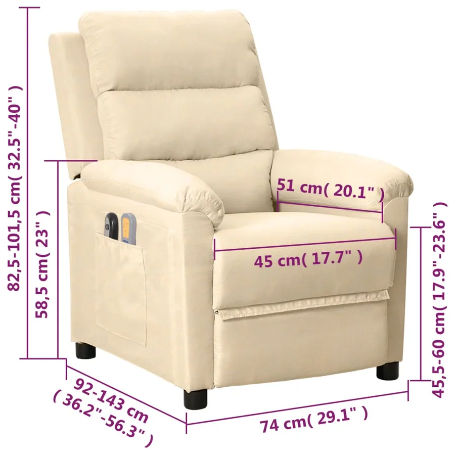 Fauteuil électrique de massage Crème Tissu - 14