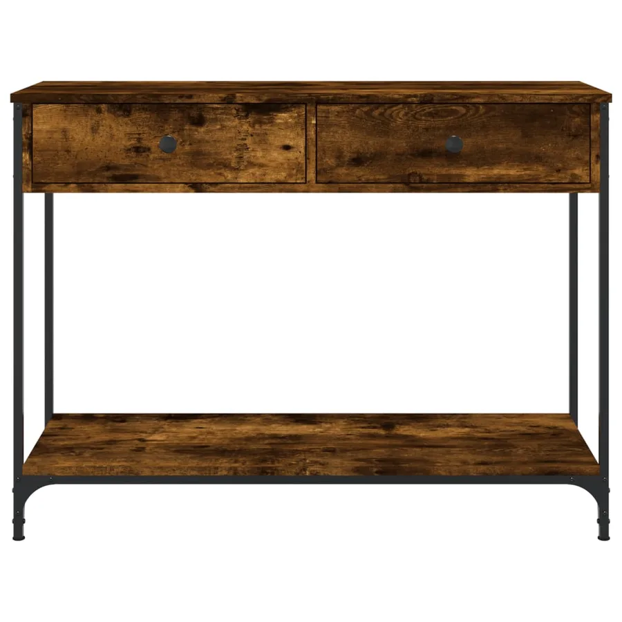 Table console chêne fumé 100x34,5x75 cm bois d'ingénierie - 6