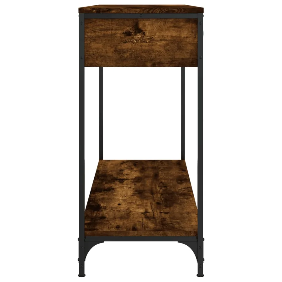Table console chêne fumé 100x34,5x75 cm bois d'ingénierie - 7