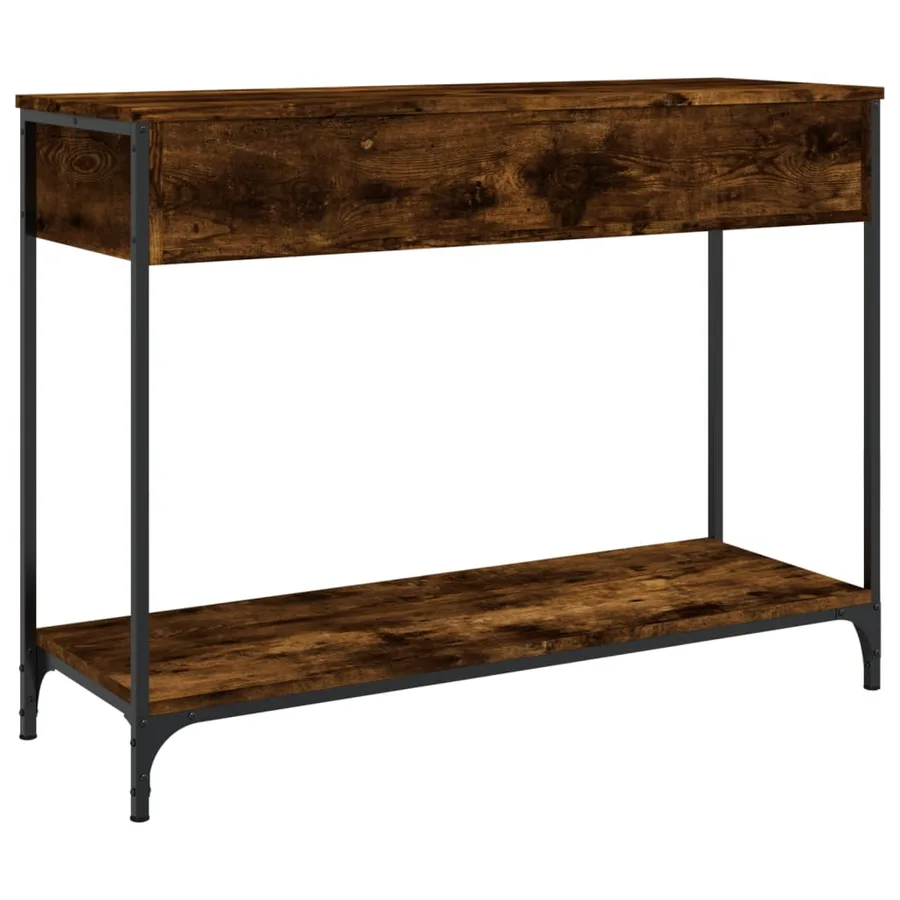 Table console chêne fumé 100x34,5x75 cm bois d'ingénierie - 8