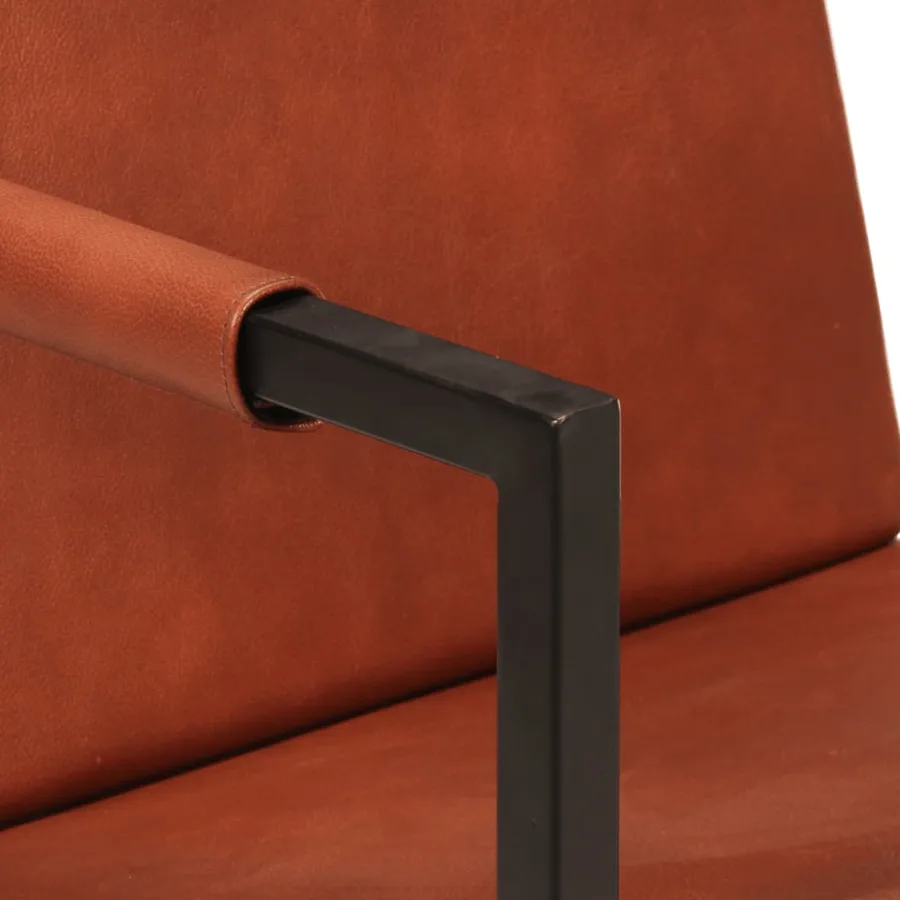 Fauteuil marron cuir véritable - 5