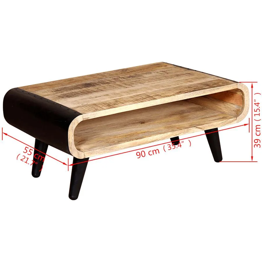 Table basse Bois de manguier brut 90x55x39 cm - 8