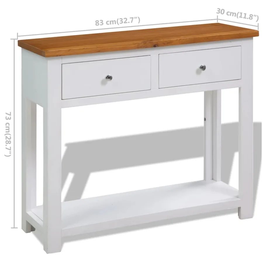 Table console 83 x 30 x 73 cm Bois de chêne massif - 6