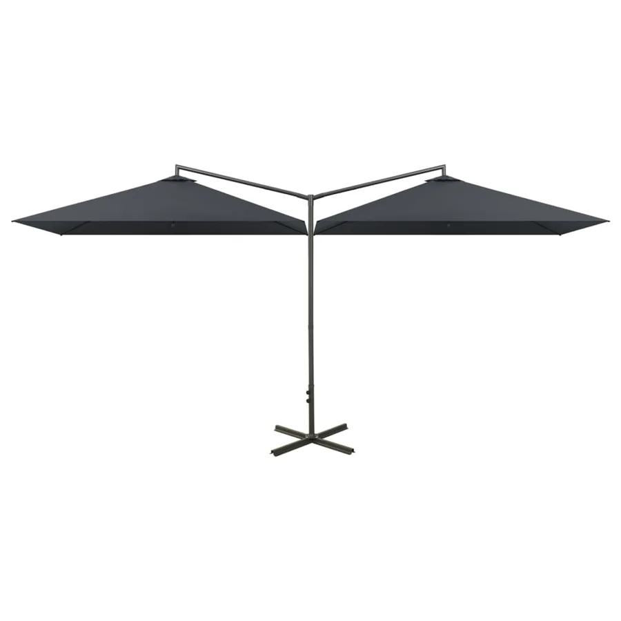 Parasol de jardin double avec mât en acier anthracite 600x300cm - 2