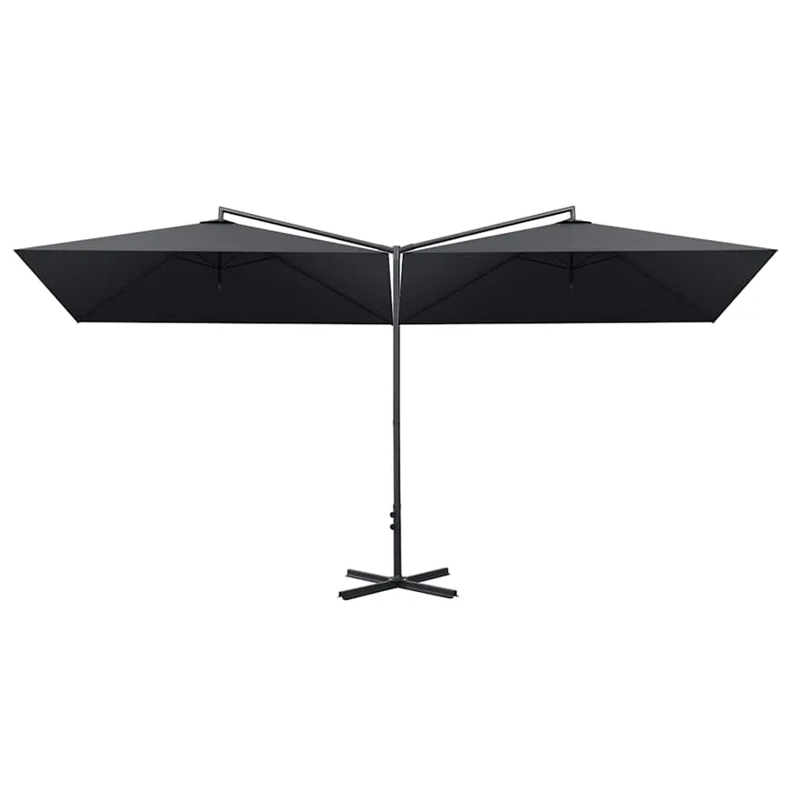 Parasol de jardin double avec mât en acier anthracite 600x300cm - 3