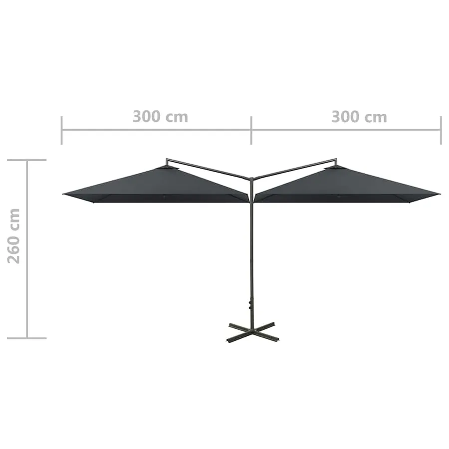 Parasol de jardin double avec mât en acier anthracite 600x300cm - 8