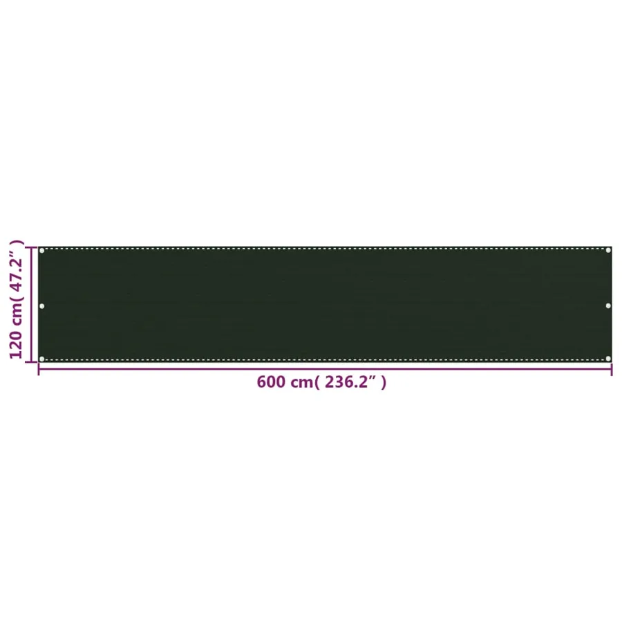 Écran de balcon Vert foncé 120x600 cm PEHD - 5