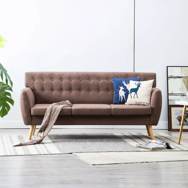 Canapé à 3 places revêtement en tissu 172x70x82 cm marron