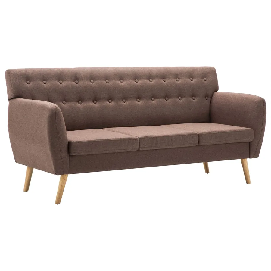 Canapé à 3 places revêtement en tissu 172x70x82 cm marron - 2