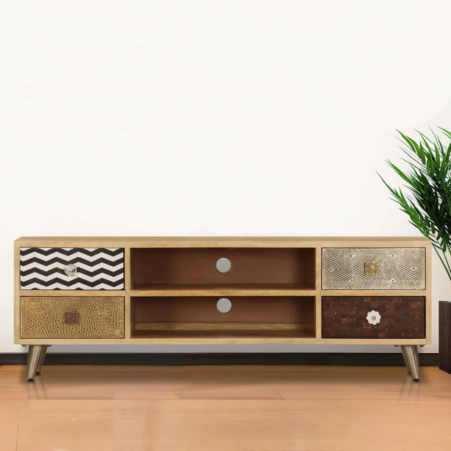 Meuble TV 120x30x40 cm Bois massif de manguier - 17