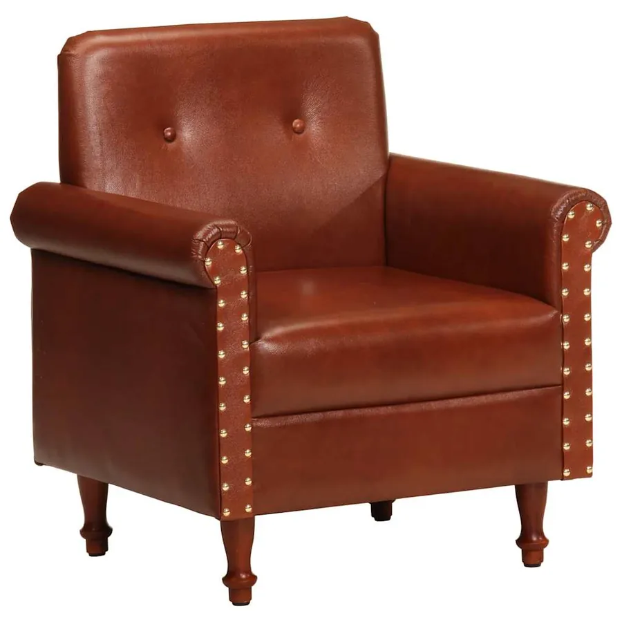 Chaise cabriolet marron cuir véritable