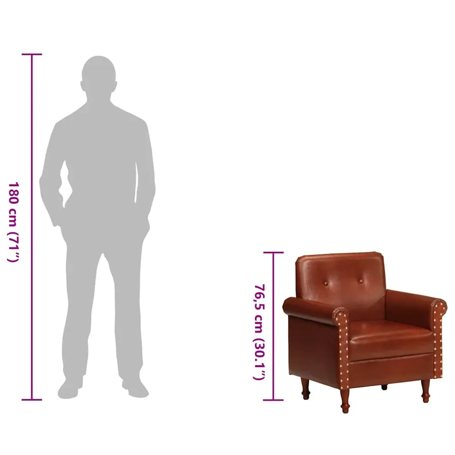 Chaise cabriolet marron cuir véritable - 10