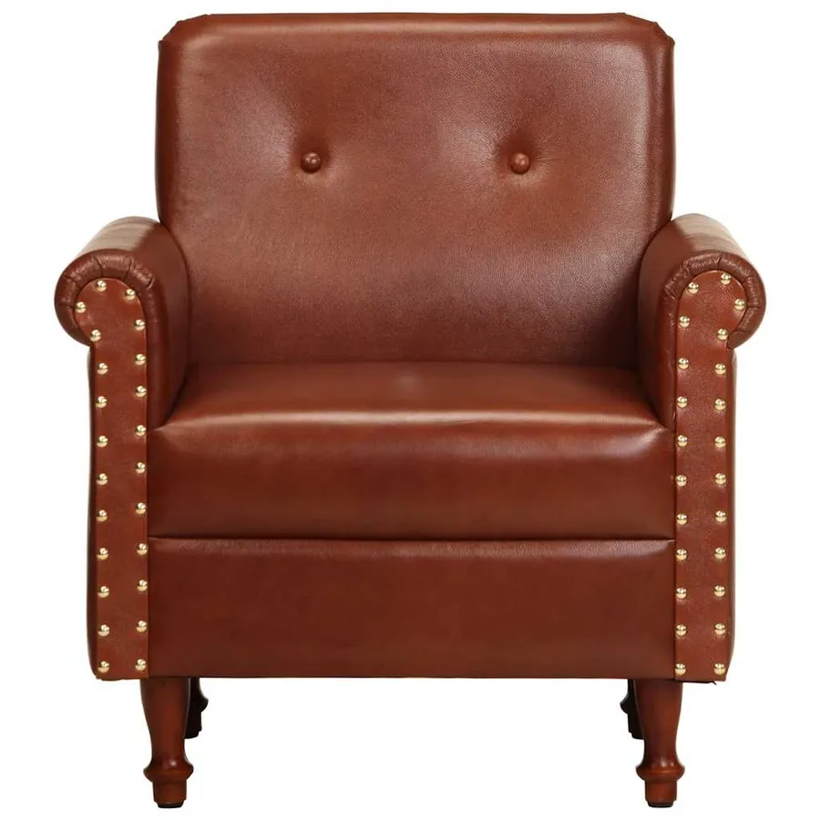 Chaise cabriolet marron cuir véritable - 2