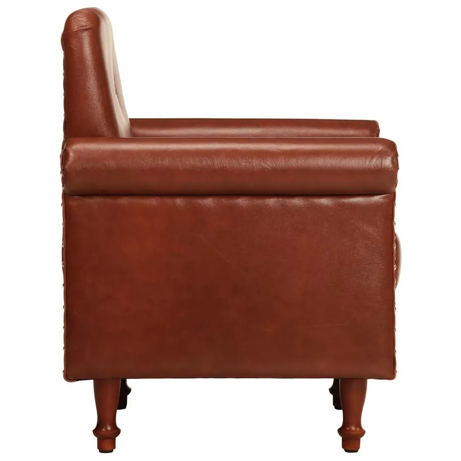 Chaise cabriolet marron cuir véritable - 3