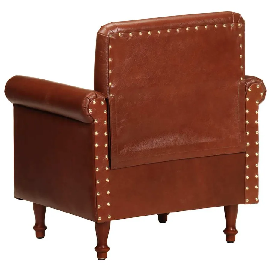 Chaise cabriolet marron cuir véritable - 4