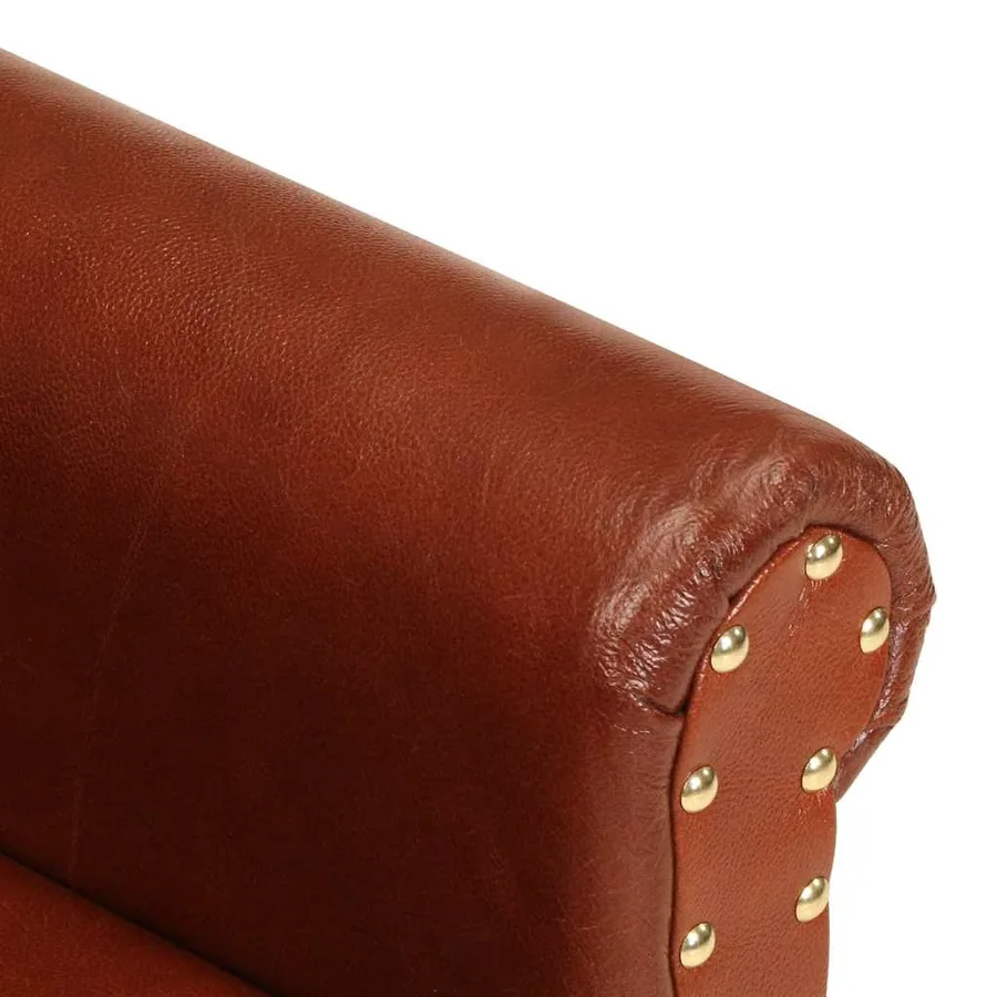 Chaise cabriolet marron cuir véritable - 6