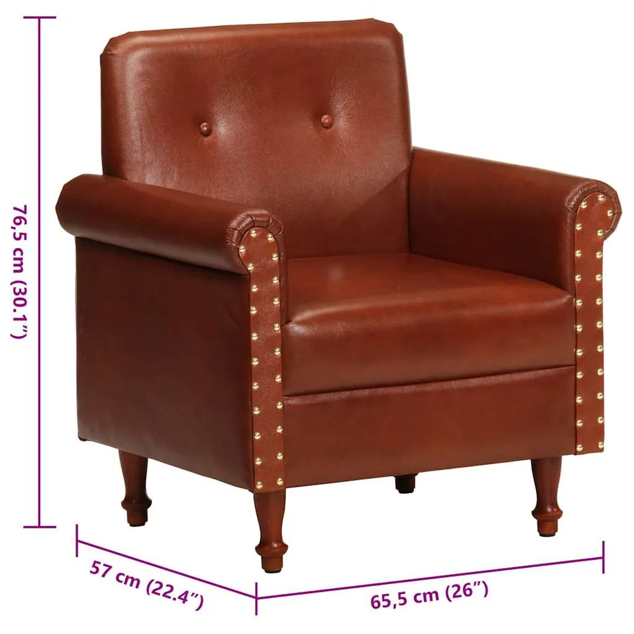 Chaise cabriolet marron cuir véritable - 9