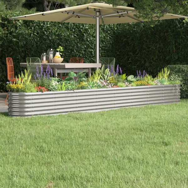 Lit surélevé de jardin Acier galvanisé Argenté