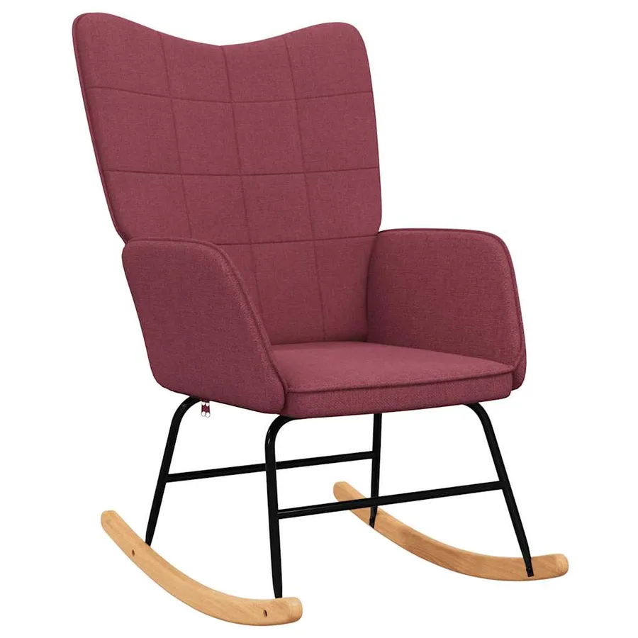 Chaise à bascule avec tabouret Rouge bordeaux Tissu - 4