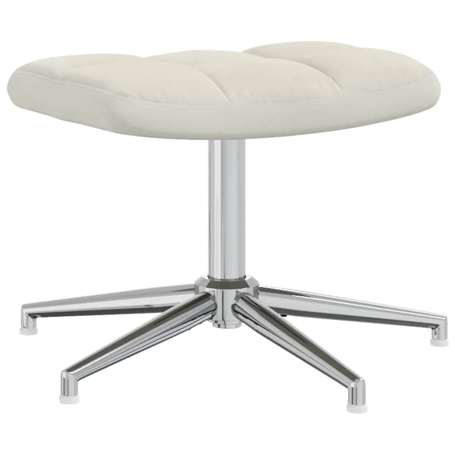 Chaise de relaxation avec tabouret Blanc crème Velours - 7
