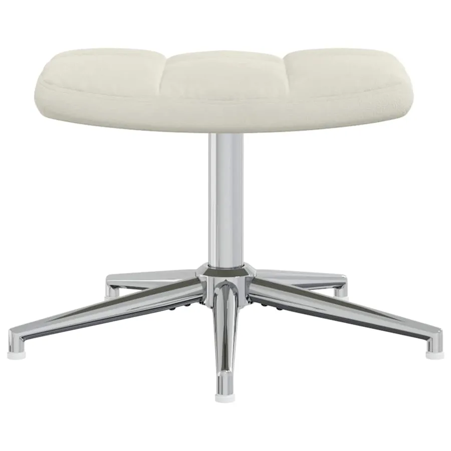 Chaise de relaxation avec tabouret Blanc crème Velours - 8