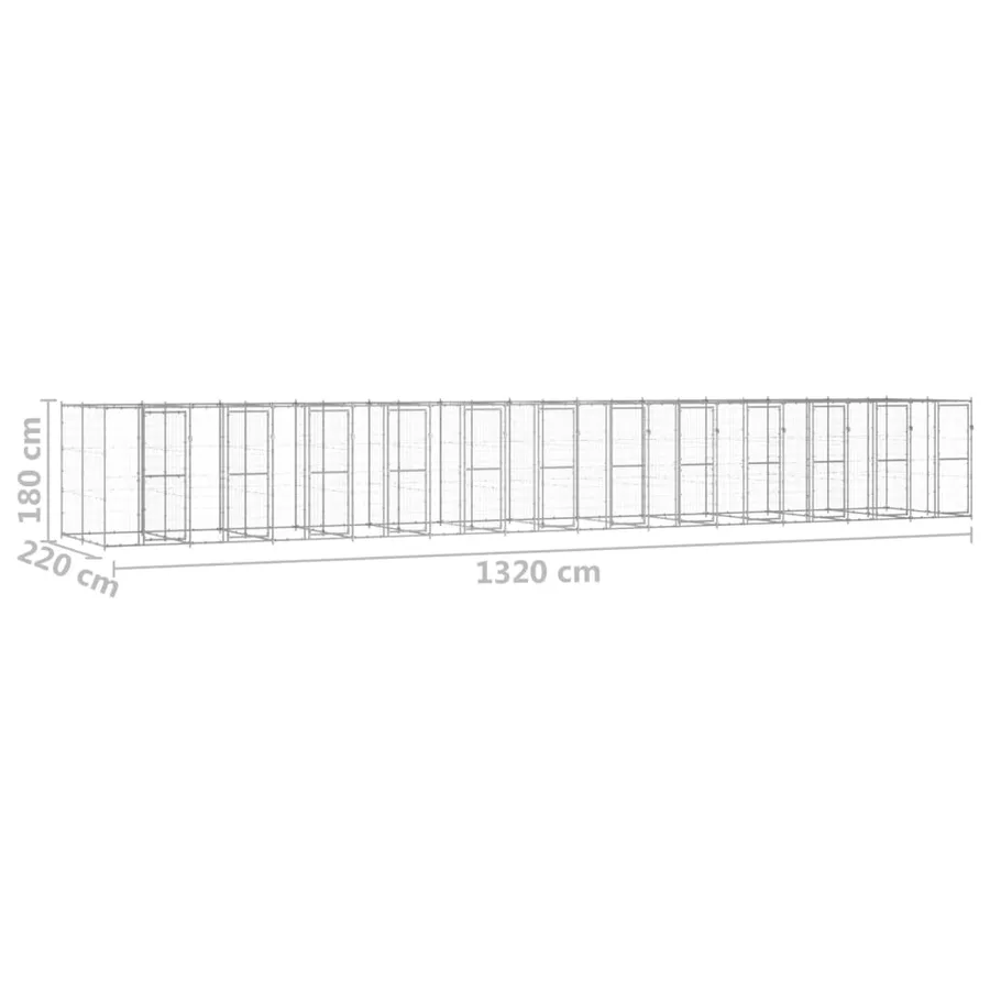 Chenil extérieur Acier galvanisé 29,02 m² - 6