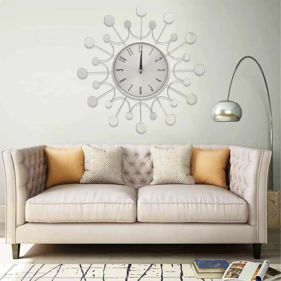 Horloge murale argent 40 cm métal