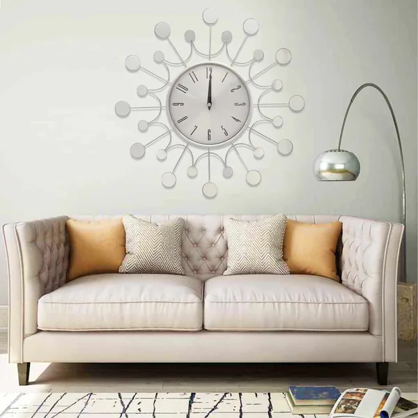 Horloge murale argent 40 cm métal