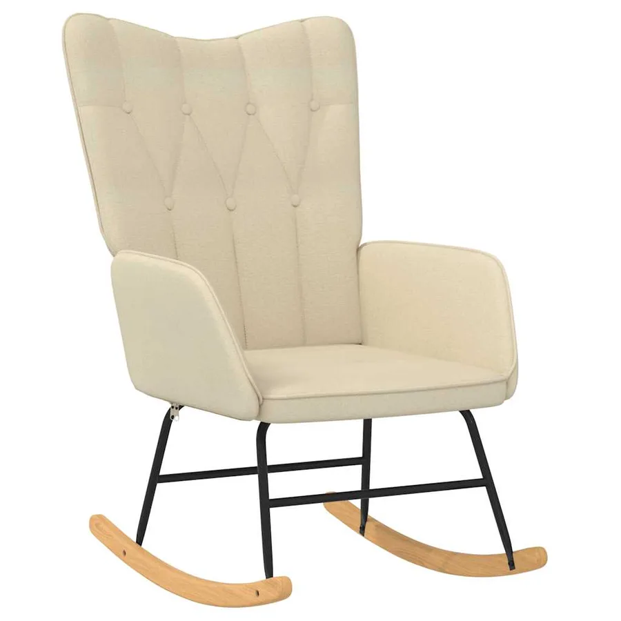 Chaise à bascule avec repose-pied Crème Tissu - 6